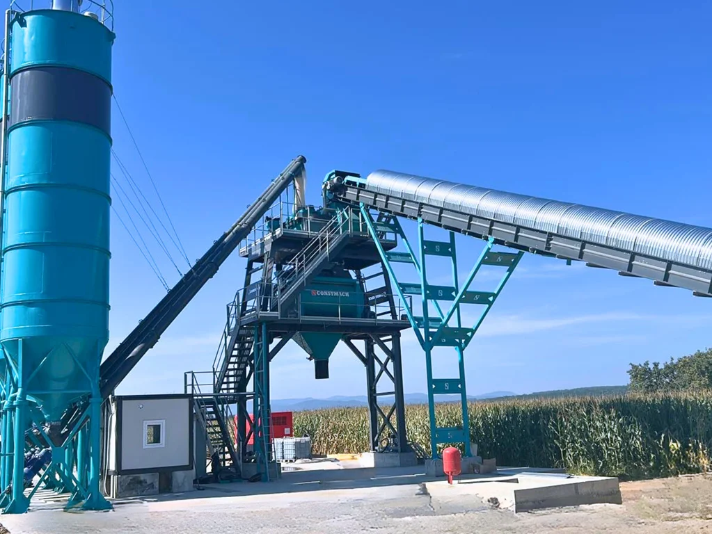 Constmach Stationary 120 Concrete Batching Plant Installed in Romania