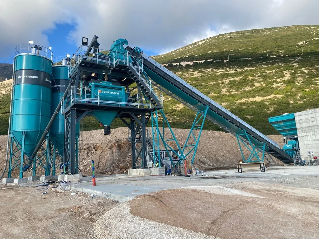 Constmach Stationary 120 Concrete Batching Plant Installed in Albania