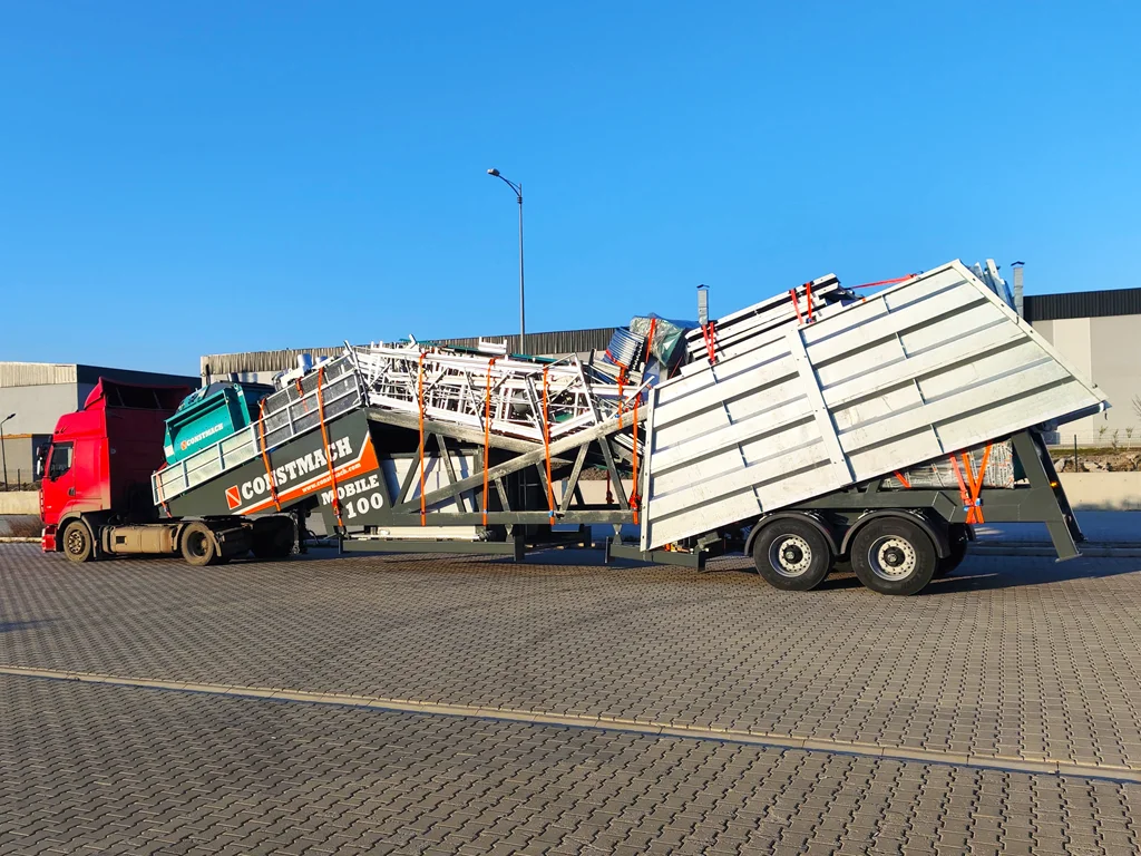 Constmach Mobile 100 Concrete Batching Plant Ready for Shipment to Crete Island