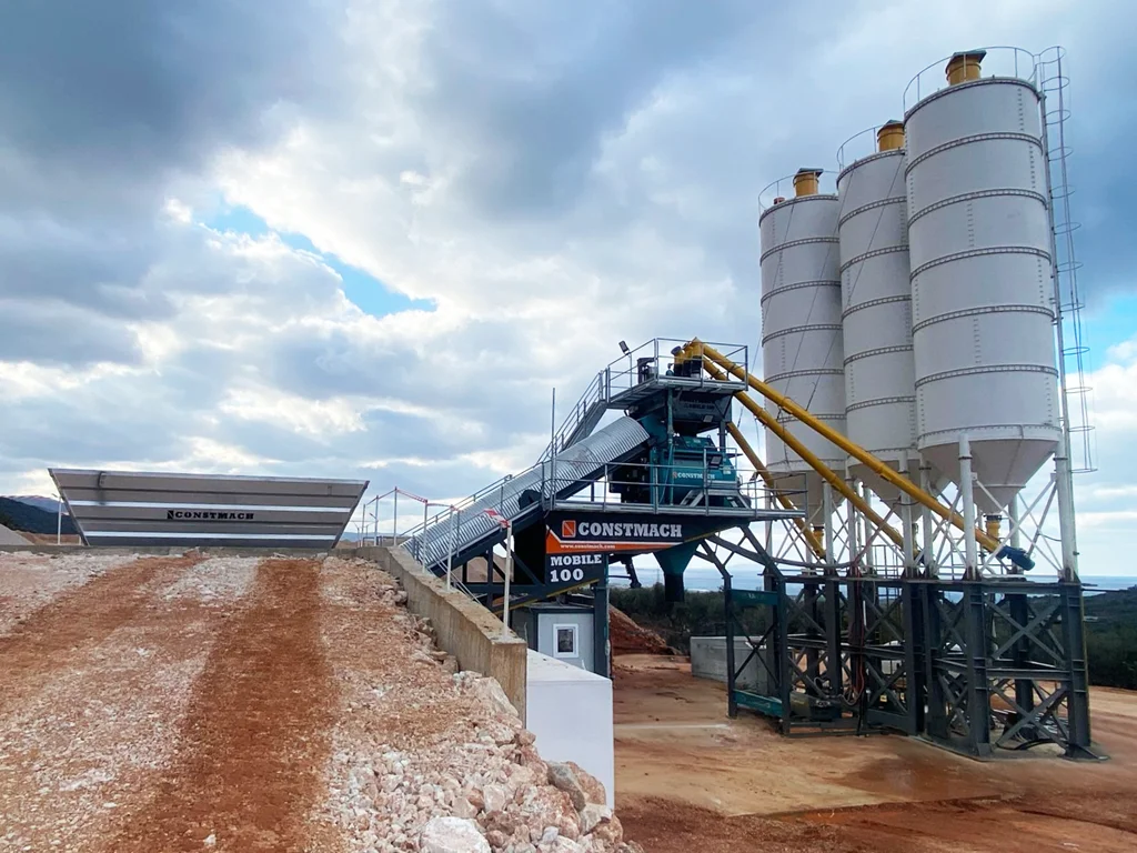 Constmach Installs Mobile 100 Concrete Batching Plant on Crete Island, Greece